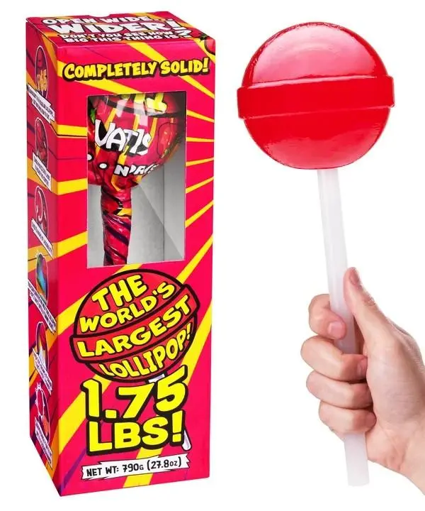 VAT19Worlds Largest Solid Lollipop Strawberry 1.75lb 12.5" Tall