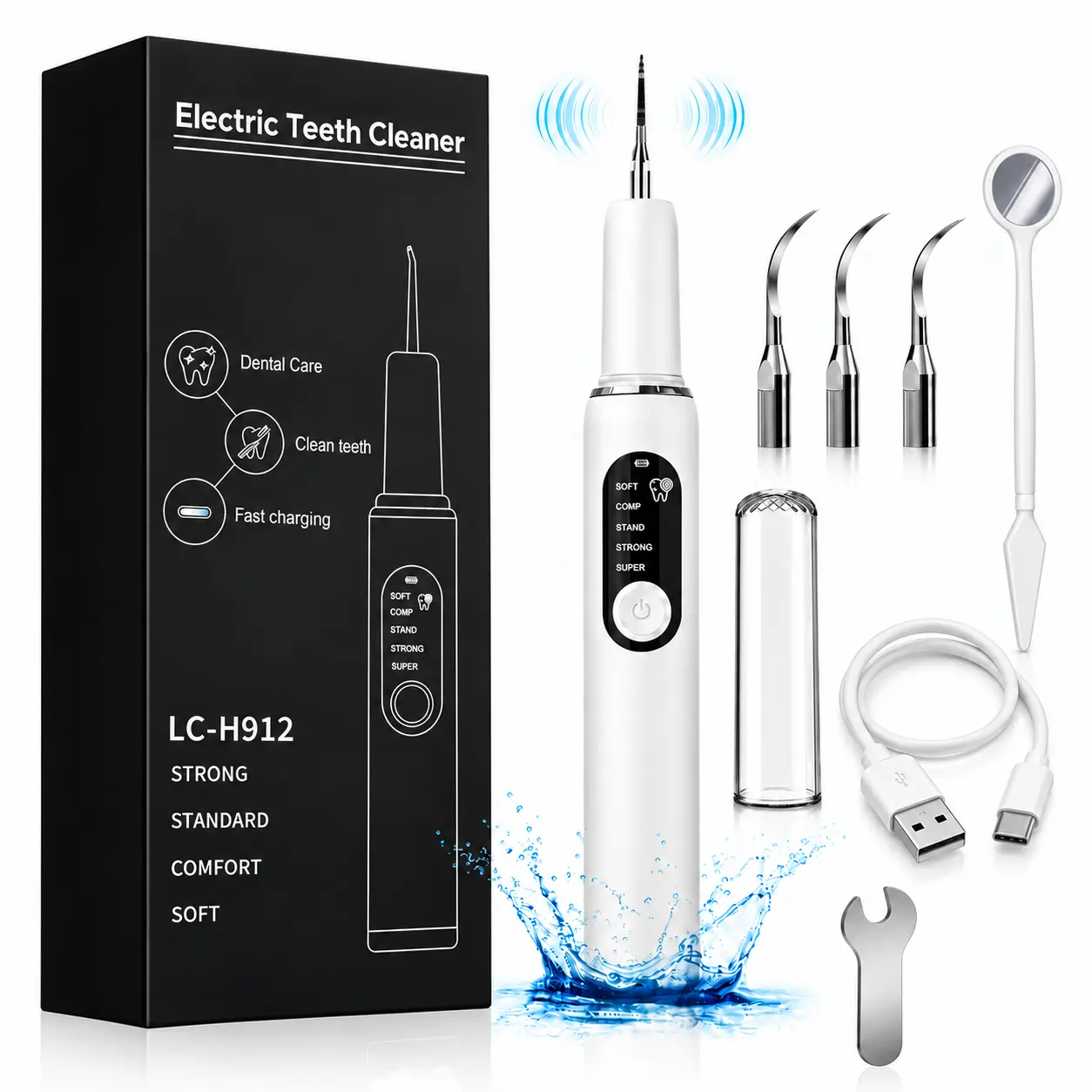 Ultrasonic Dental Plaque and Tartar Remover ,Professional Teeth Cleaning Kit for Tartar & Stains Removal, Safe & Gentle Electric Teeth Cleaning Tools Preventing Cavities Bad Breath and Gum Disease for At-Home Oral Care Solution