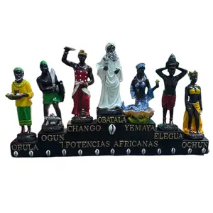 7 African Powers Statue 13” Wide Spiritual Protection & Abundance Altar Piece (Siete Potencias Africanas)
