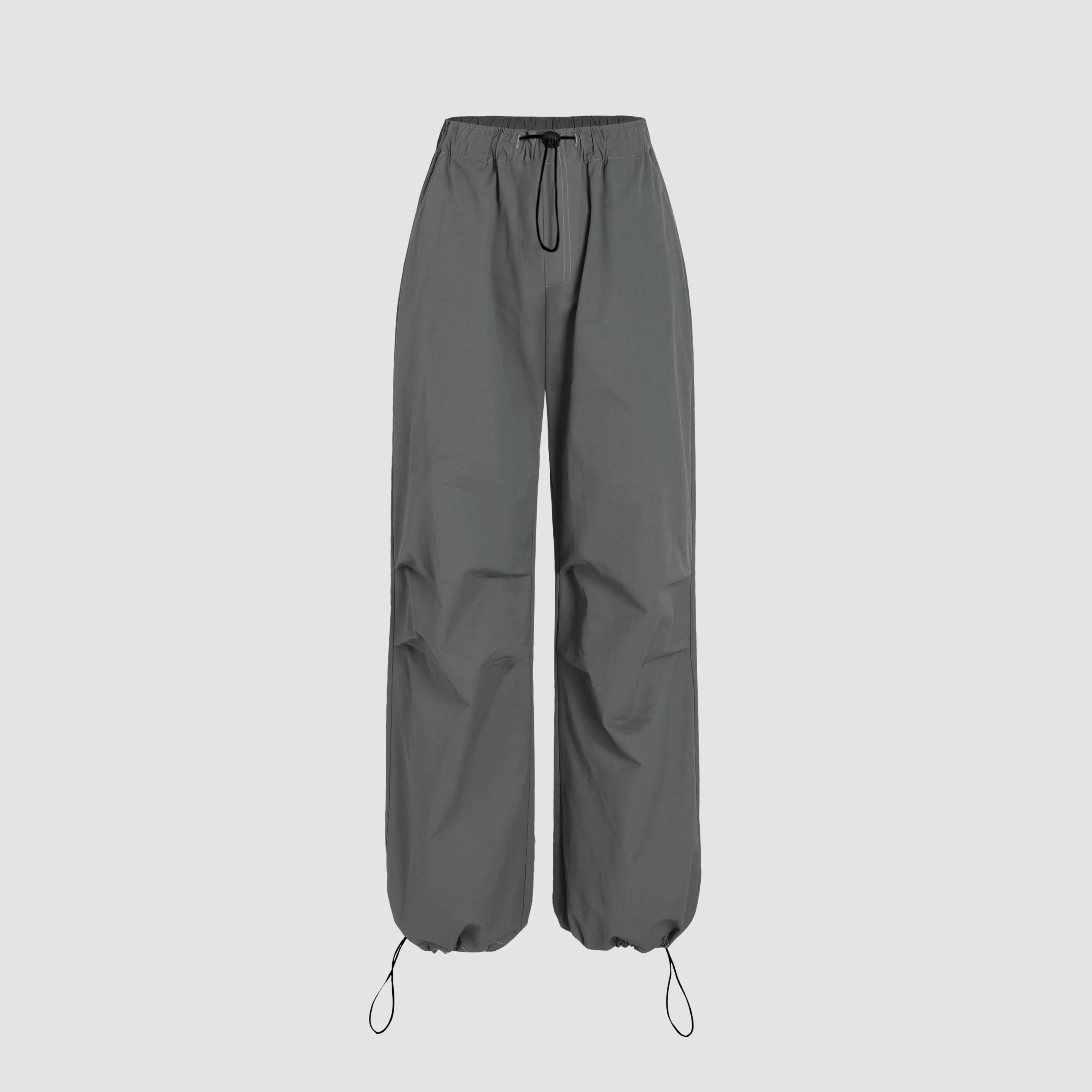 Fashion Womenswear Everyday Statement Cider Solid Drawstring Mid-Waist Parachute Bottom Pants for Women