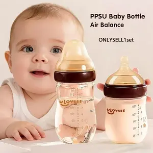 8.12 oz / 5.41 oz PPSU Baby Bottle - Wide-mouth bottle with an air-release valve/vent at the bottom; heat-resistant bottle suitable for newborns; lightweight, wide-mouth design for easy cleaning; durable gift Newborn Nursing Bottle