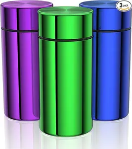Portable Aluminum Storage Jar 3-Pack,Airtight Smell Proof Container, Metal Waterproof Small Bottle Multipurpose Container for Coffee & Teas, (Purple+Green+Blue)