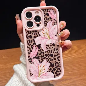 Lily Leopard Print Phone Case, Anti-Drop Protective Tpu Cover for iPhone 6/7/8/x/XS/XR/XS Max/11/12/13/14/15/16/17/pro Max, Perfect Gift