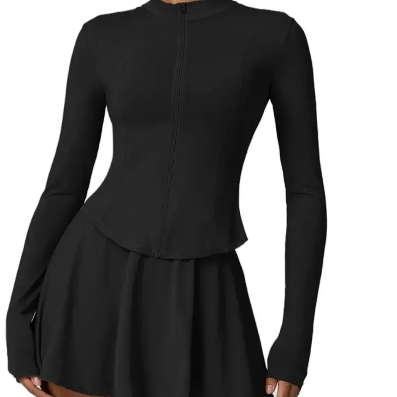 Sport Set Women's Black Long Sleeve Top & Matching Skirt for Tennis Golf Volleyball Comfortable Stylish Active Wear - Clothes, Womenswear, Bridal, Suits