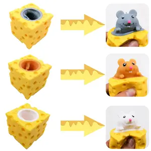 Pop Up Funny Mouse And Cheese Block Squeeze Anti Stress Toy Hide And Seek Figures Stress Relief Fidget Toys For Kids Adult