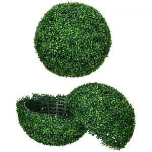 Two pack 19.7 inch artificial boxwood topiary balls with dense full leaves keep fresh green all year round ideal for natural style decoration in office spaces