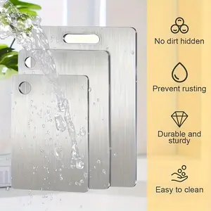 3pcs Stainless Steel Kitchen Plate Set, Durable, Easy to Clean, Multi-Size for Slicing Fruits, Vegetables, Meat and Bread with Food Contact Safe Slicing Plate for Kitchen and Restaurant