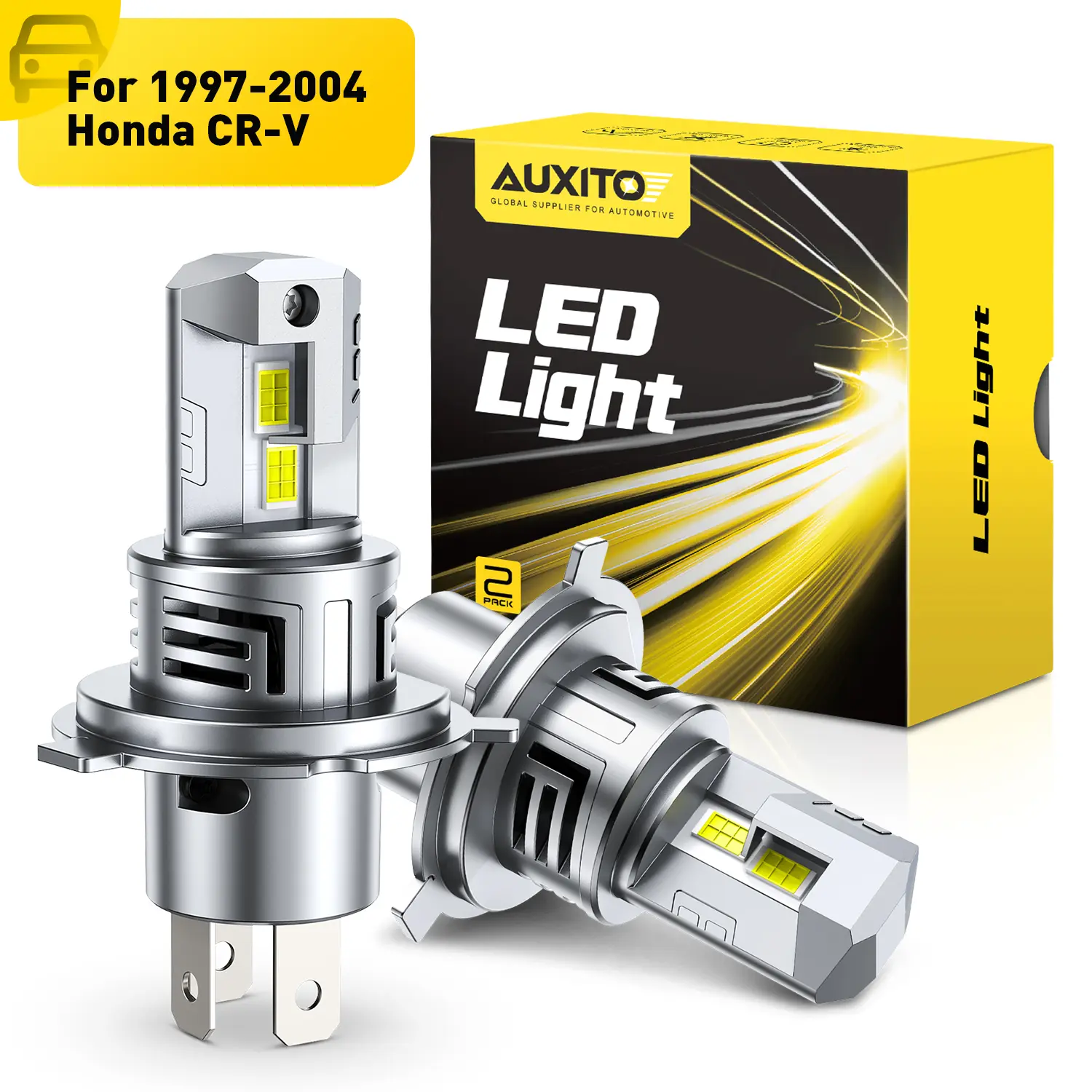 【Best Value】For 1997-2004 Honda CR-V LED Headlight Bulbs-H4 9003 High/Low Beam LED Bulbs, 48000LM insane Brightness,6500K White,60,000Hrs Long Service Life with Cooling Fans,CANBUS Ready,No Flickering,Pack of 2