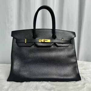 Pre-owned HERMÈS HERMES Noir Ardennes Birkin 35 Retourne Gold Hardware WWL