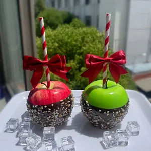 Realistic Chocolate Apple Props -Christmas apple decoration - Faux Caramel Apples with Crushed Nuts, Perfect for Home Decor, Retail Displays, and Photo Shoots. Lifelike Fall & Holiday Decor, Festive Party Centerpieces.