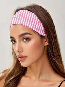 Women's Wide Headband, Striped Print Hair Tie, Fitness Yoga Running Knot Hair Band, Fashionable Style