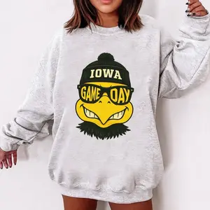 Iowa Football Sweatshirt, Retro Game Day Unisex Crewneck, Mascot-Inspired Fan Shirt, Trendy Sports Gift, Iowa Sweatshirt, Iowa Hawkey.