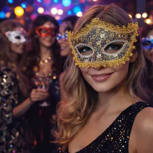 2 PCS\Set Women's Lace Patchwork Half-Face Mask, High-End Costume Party Accessory, Perfect for Birthdays & Festive Events, Pack of 2