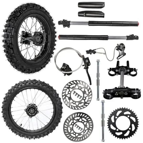 60/100-14 80/100-12 Tire Front Rear Wheel Kit + 45/48mm 28" Dirt Bike Front Forks for Electric and Petrol Scooter Pit Bike CRF110 CRF70 Offroad Motorcycle Mobility
