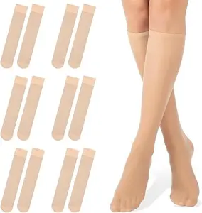 Sheer Knee High Stockings 6 Pairs | Ultra Thin Nude Elastic Women Knee High Socks with Reinforced Toe Breathable Comfortable Pantyhose Style Hosiery for Daily Wear Office & Dress Use