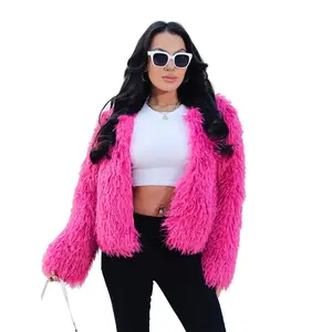 Women's Faux Fur Short Jacket Soft Fluffy Cropped Design for Winter Warmth Stylish Trendy Versatile Outerwear for Gatherings and Occasions - Coats, Womenswear