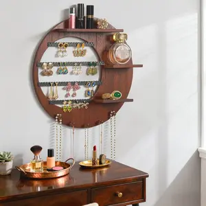 Wooden Earring Storage Rack, Valentine's Day Bohemian Moon Gothic Earrings Large Capacity Multilayer Storage Jewelry Holder, Stylish Wooden Organizer