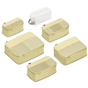 6 Set Compression Packing Cubes for Travel Essentials, Luggage Organizers for Suitcases and Backpacks, Space Saving Storage Bags
