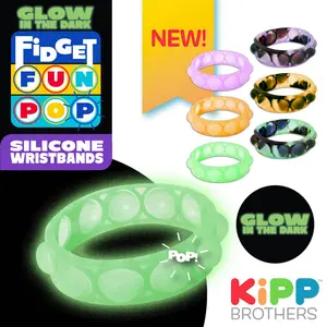 Glow in The Dark Fidget Pop Bracelet Assortment - 24/Display
