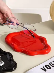Asymmetrical cloud-shaped ceramic tray, Nordic style ceramic material, autumn home storage tray, art decorative plate, gift (there may be some imperfections on the bottom).