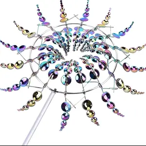 3D Windmill Kinetic Metal Sculpture Wind Spinner Yard Garden Outdoor Decoration