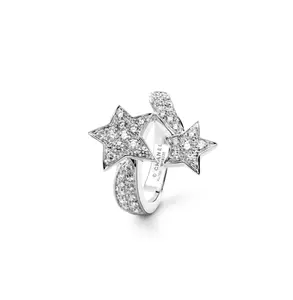 Pre-owned Chanel Comète Géode ring 18K white gold, dias size 53