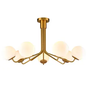 Flavie Mid-Century Modern Semi Flush Mount Globe Ceiling Light