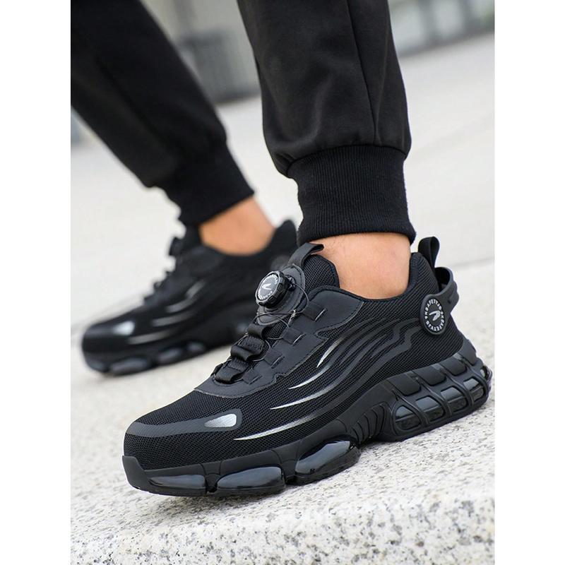 Men's Breathable Mesh Work Sneakers Durable Anti-Slip Safety Shoes with Steel Toe Protection Comfort Fit for All Seasons Casual Striped Design Elastic Closure Non-Slip EVA Sole Outdoorfun Fathersdaygift non slip work shoes steel toe shoes - Worker
