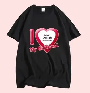DIY I Love My Boyfriend Girlfriend T-shirt Hip Hop T-shirt Customized Y2k Street Trend Tops Streetwear, Fabric, Personalized