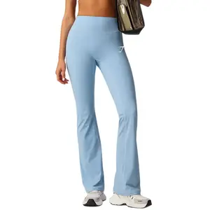 Gymshark European and American nude tight dance wide-leg pants hip-lifting high-waisted casual flared pants sports yoga trousers comfortable fashion style Waist Back Flare Workout