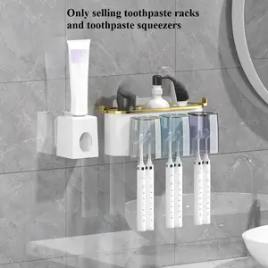 Space-Saving Wall-Mounted Bathroom Organizer with Hypoallergenic Toothbrush Holder, Toothbrush Storage & Toothpaste Squeezer