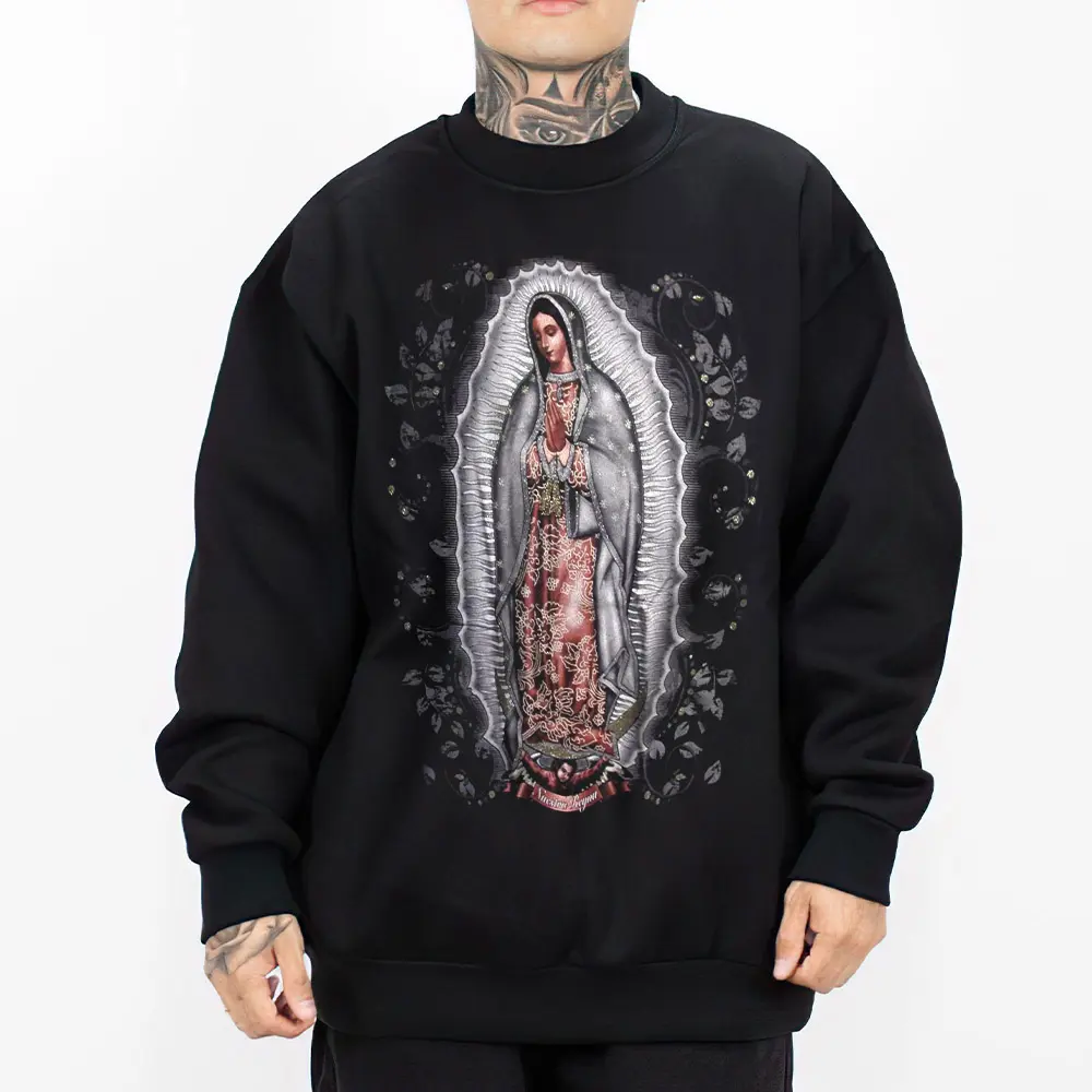 Virgen De Guadalupe, Chicano Clothing, Gangster clothes, Hoodies for men, Men's clothing, Streetwear, Graphic tee VG9 Oversized Loose