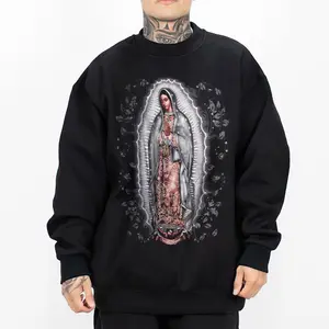 Virgen De Guadalupe, Chicano Clothing, Gangster clothes, Hoodies for men, Men's clothing, Streetwear, Graphic tee VG9 Oversized Loose