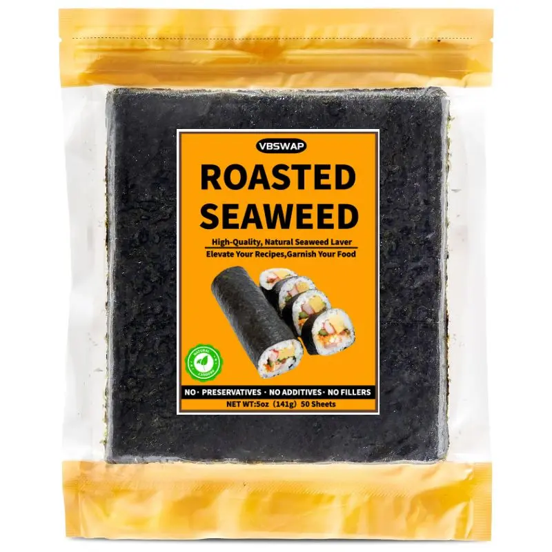 Roasted Sushi Nori Sheets – 50 Full Sheets, Natural Seaweed Laver for Sushi & Rice Balls