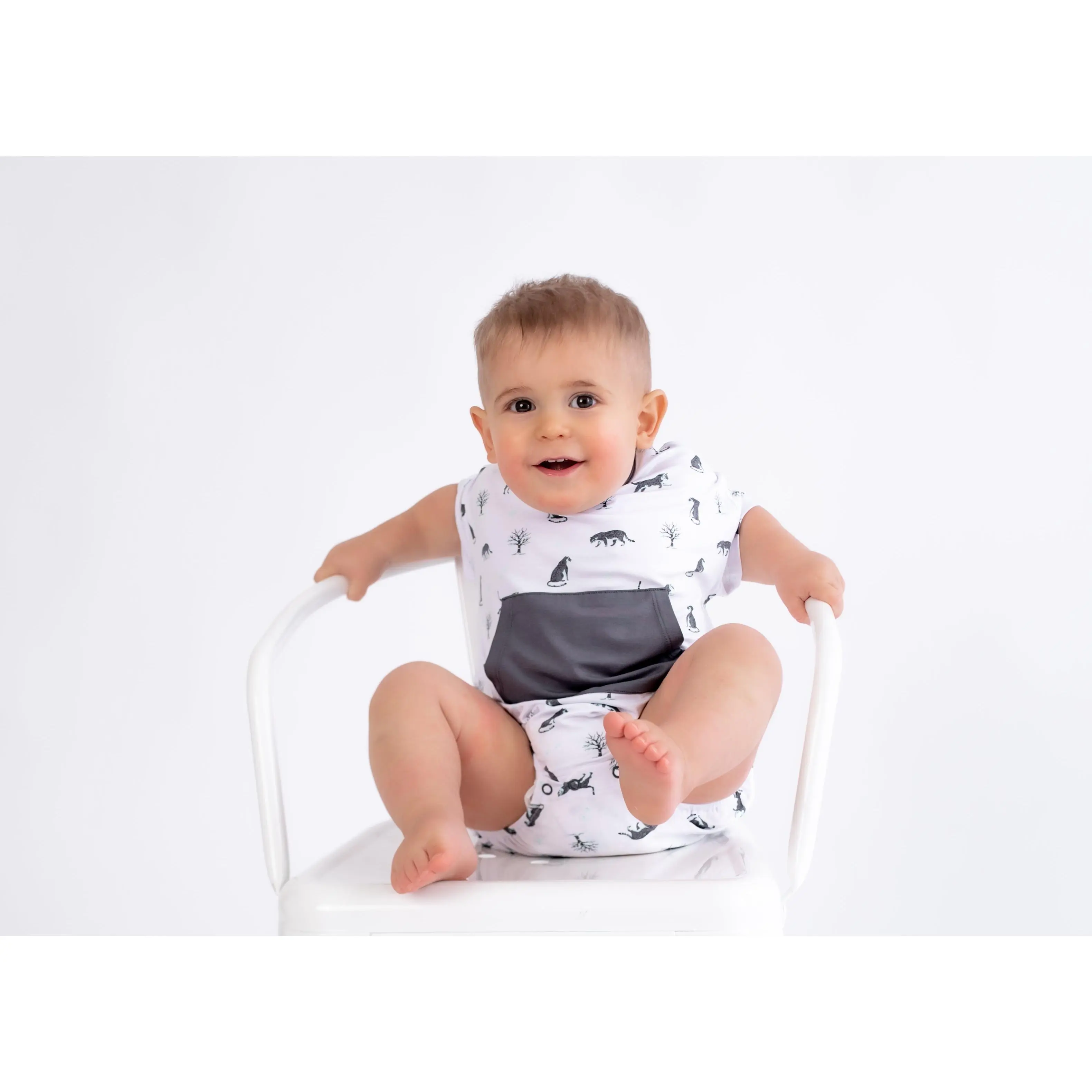 Snow Leopard | Short Sleeve Bubble Romper