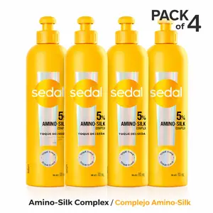 Sedal Amino-Silk 5% Styling Cream 300ml – Pack of 4 / Crema para Peinar Toque de Seda 300ml Pack de 4