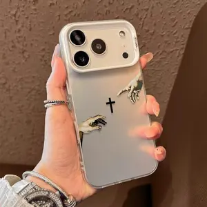 Jesus Cross Pattern Phone Case Fashion TPU Laser Craft Anti-Drop Cover for iPhone 17 16 15 14 13 12 11
