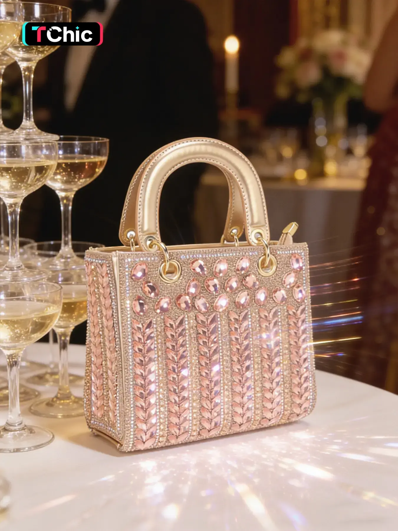 Luxury Rhinestone PU Leather Women's Handbag, Handbag Satchel, Wheat Ear Rhinestone Decor Evening Bag, Sparkling Shoulder & Crossbody Bag, Ideal for Banquets, Weddings and Parties, Elegant Bags