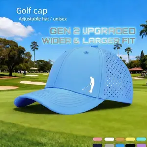 【Second-Generation Upgraded Version],Wider, Larger, and Deeper,Quick-drying and breathable golf cap, mesh design, gentleman playing golf pattern print, adjustable buckle baseball cap/trucker hat, unisex sports running cap.