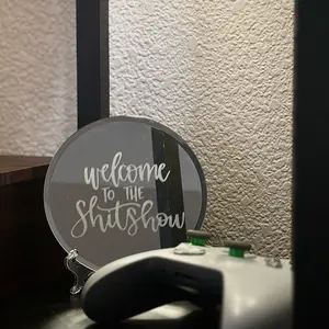 Welcome etched glass mirror