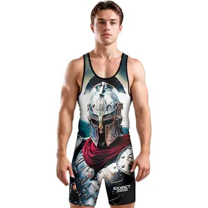 Exxact Sports Sublimated Wrestling Singlet for MMA, Powerlifting Singlet Youth Wrestling Singlet Men for Training (Gladiator)