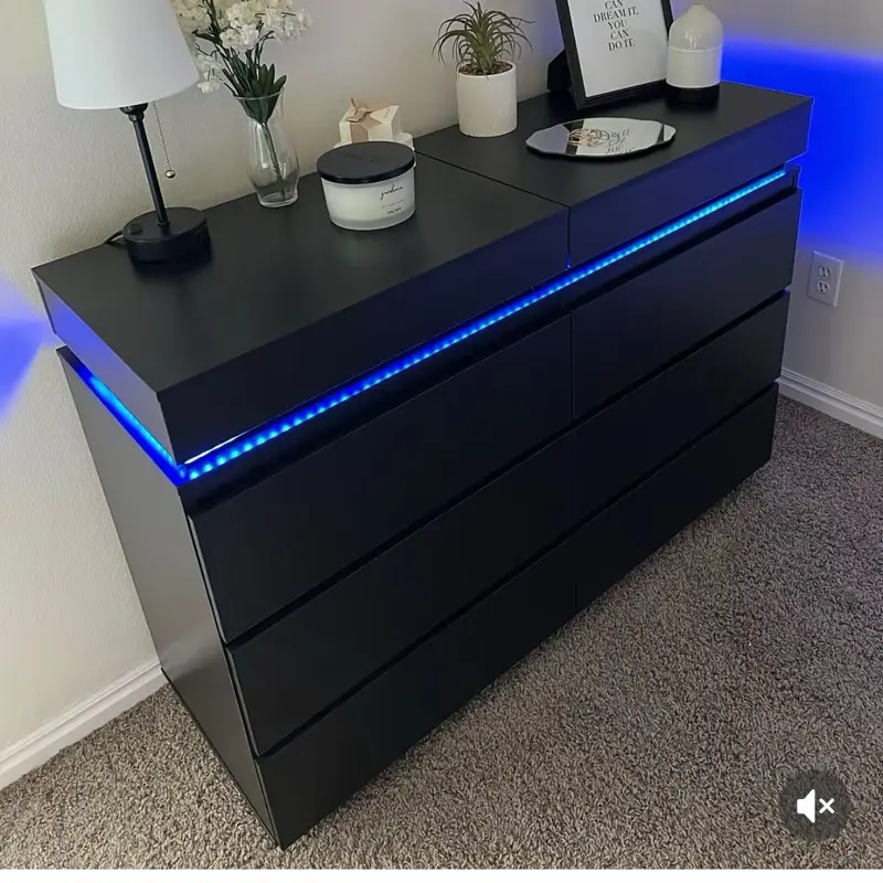 LED 6-Drawer Dresser with Charging Station
