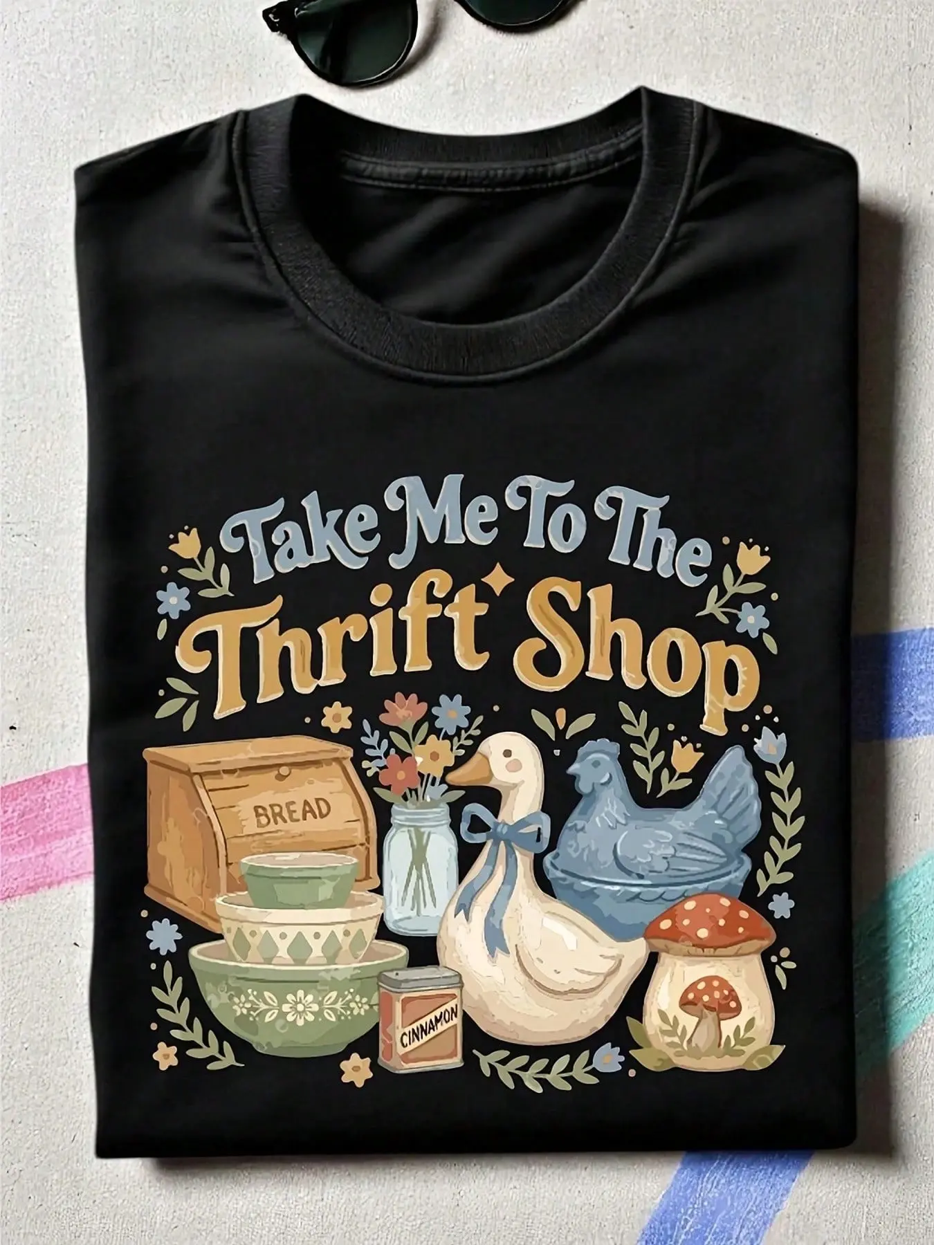 Unisex Clothes;Vintage Thrifting Shirts, Take Me To The Thrift ShopT-ShirtY2Y-Summer Clothes;Club Clothes;Outdoor Clothing Retro Turquoise Cowboy