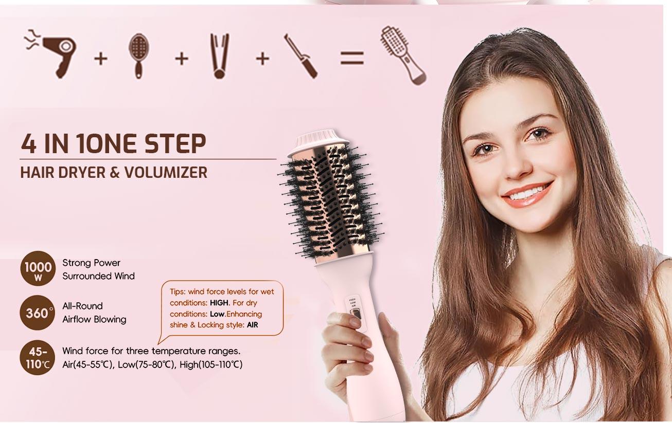 Hair Blow Dryer Brush - Blowout Hot Air Brush, One Step Volumizer, Upgraded Oval Barrel Roller Curling Styler, 3X Faster Drying, Straightener Curling in One