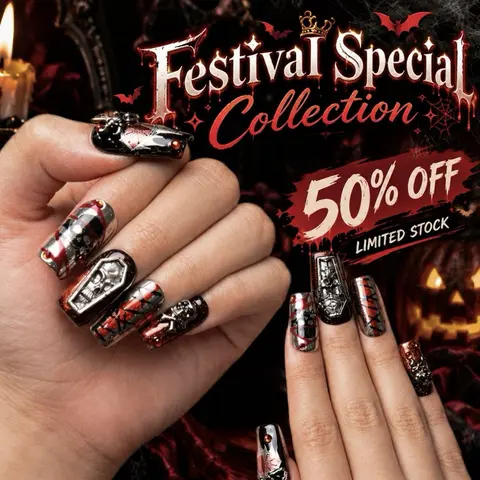 Lovful Festival Special Limited Edition Handmade Acrylic Press-On Nails For Halloween And Christmas | 10PCS Reusable,Salon Quality Decoration #SohoChic