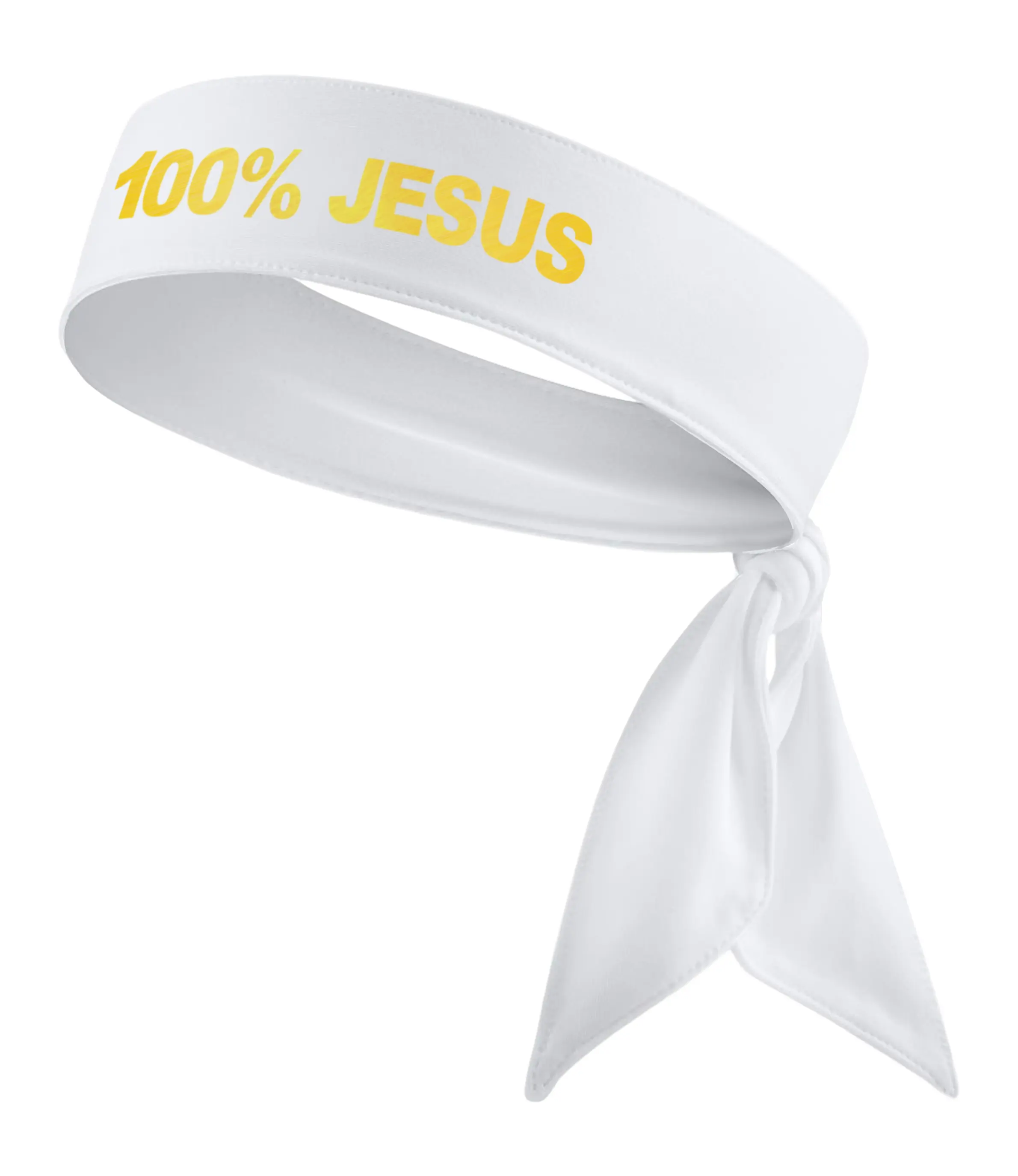 100% Jesus Headband - Gold 100 Percent Jesus Sports Head Tie Headband Soccer Fútbol Football White Black Athletics Fitness Stretch Sweatband Ninja Tie Bandana - B3 U ATHLETICS