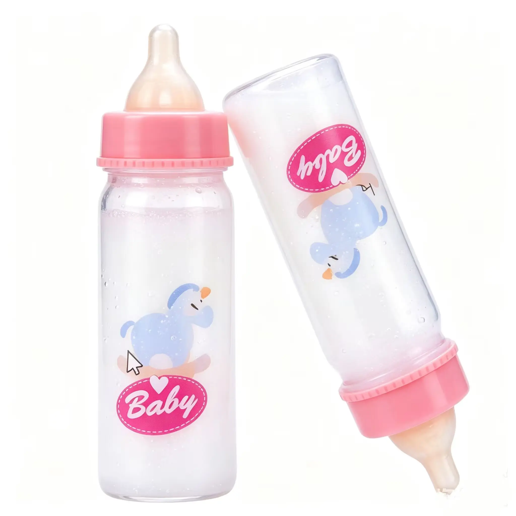 Doll Bottle Accessories Set with Pacifier, Magic Pretend Play Feeding Set, Blue Pacifier and Pink Bottle, 3 Pieces, Kids Gift