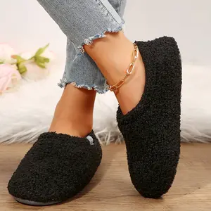 Women's Fuzzy Memory Foam Slippers Warm Cozy Shearling House Slippers for Ladies Supportive Slip on Indoor Home Shoes