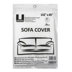UBMOVE Pack of 13 Plastic Sofa Covers 152" x 45" Durable Polyethylene Puncture-Resistant Furniture Protection for Moving Storage & Renovation