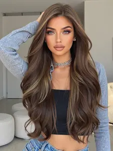 Topshe Handmade Lace Front Wigs Mix 28 Inch Long Curly Hair, Lightweight Breathable Comfortable Wear, Natural Look